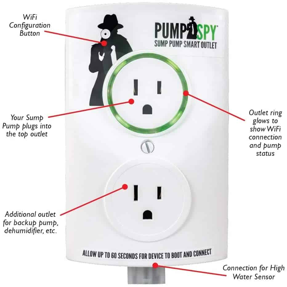 PumpSpy PSO1000 Wi-Fi Sump Pump Smart Outlet